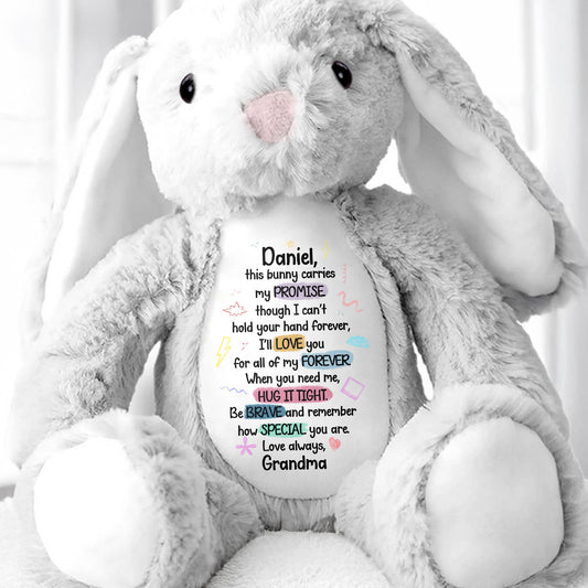 This Bunny Carries My Promise, Love You Forever - Personalized Stuffed Bunny - GRK078_BUN