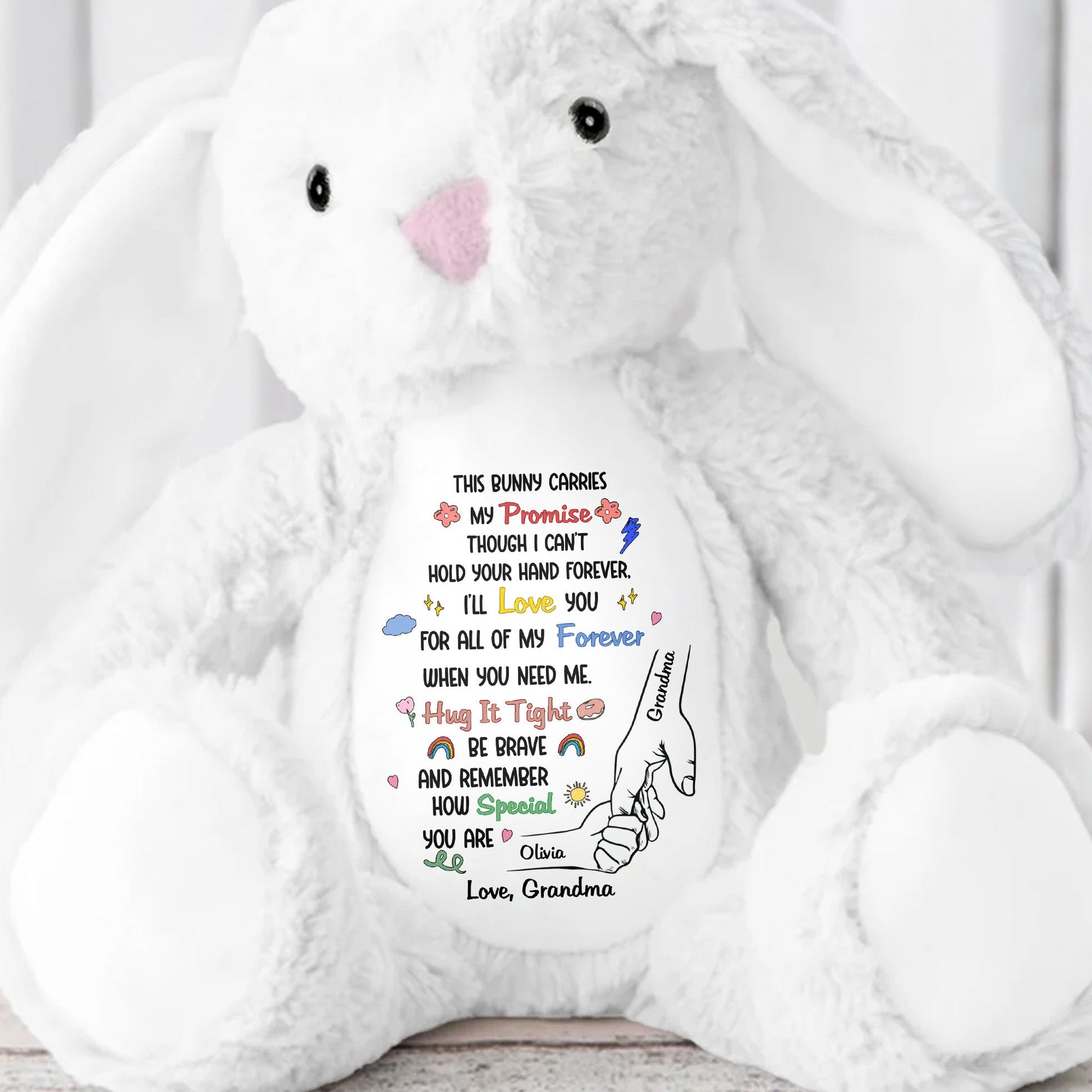 This Bunny Carries My Promise With Paws And Hearts - Personalized Stuffed Bunny - GRK097_BUN