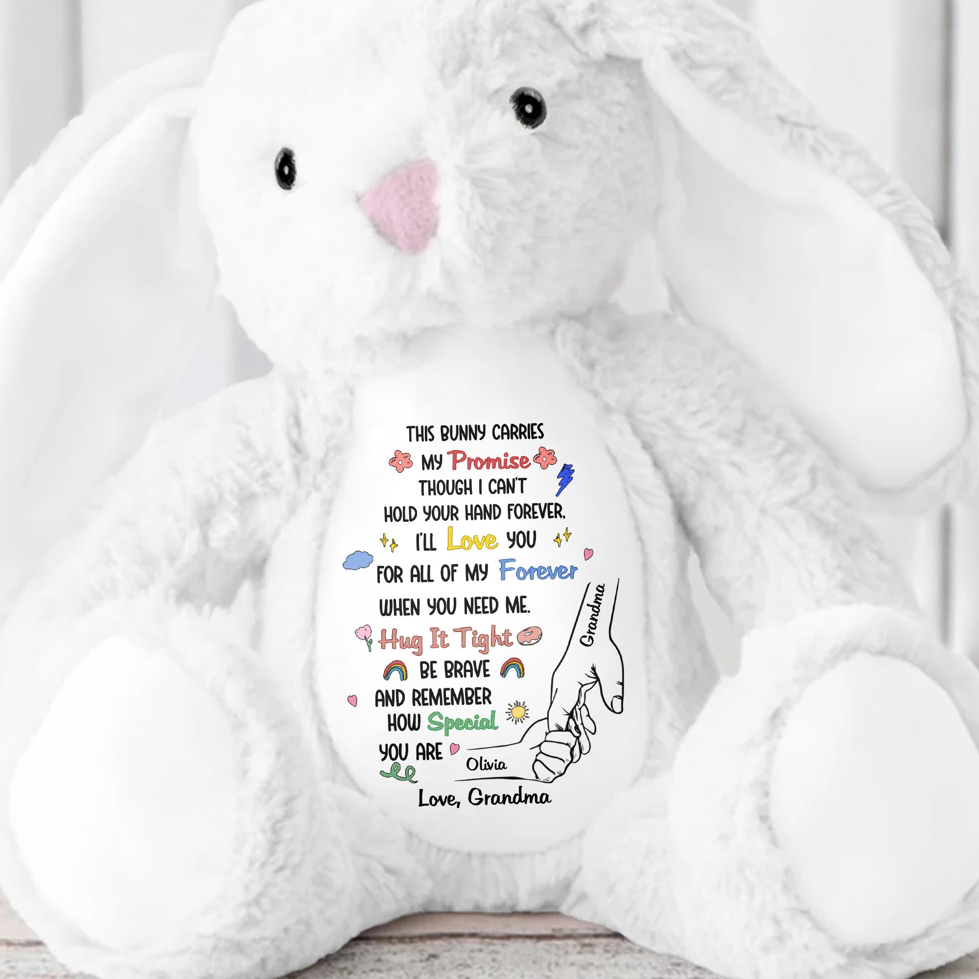 This Bunny Carries My Promise With Paws And Hearts - Personalized Stuffed Bunny - GRK097_BUN
