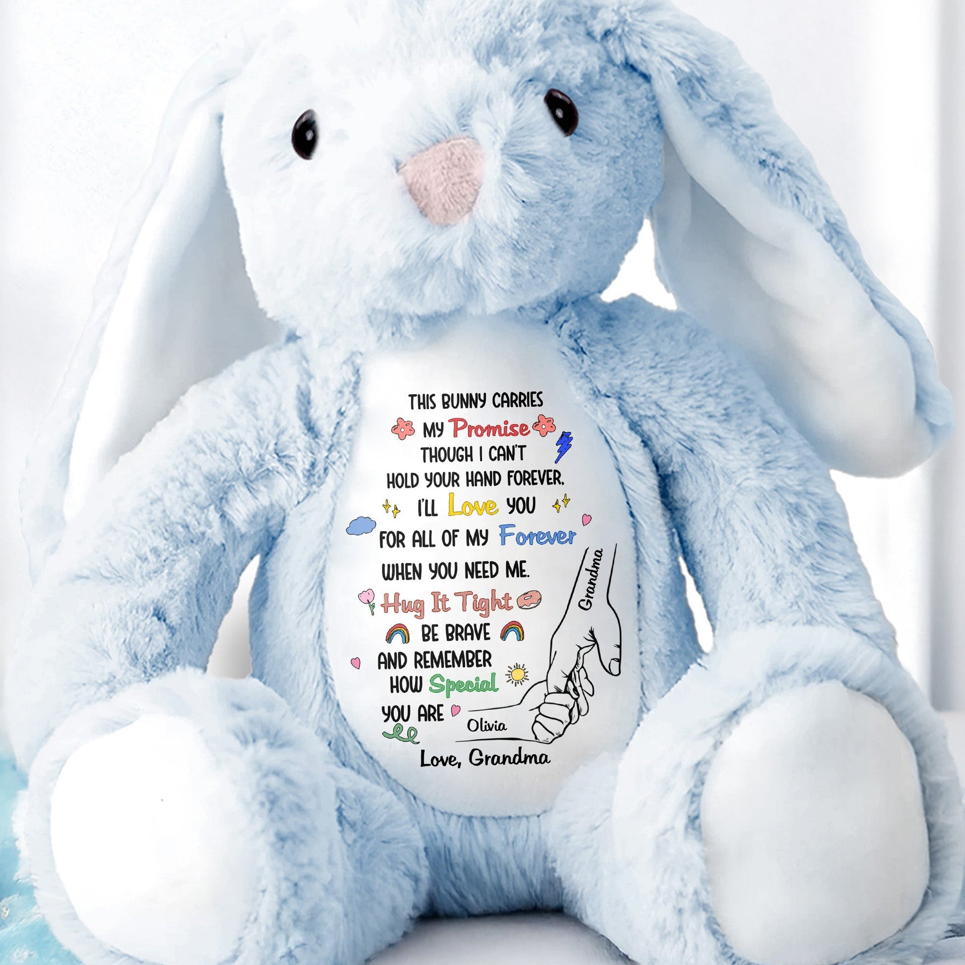 This Bunny Carries My Promise With Paws And Hearts - Personalized Stuffed Bunny - GRK097_BUN