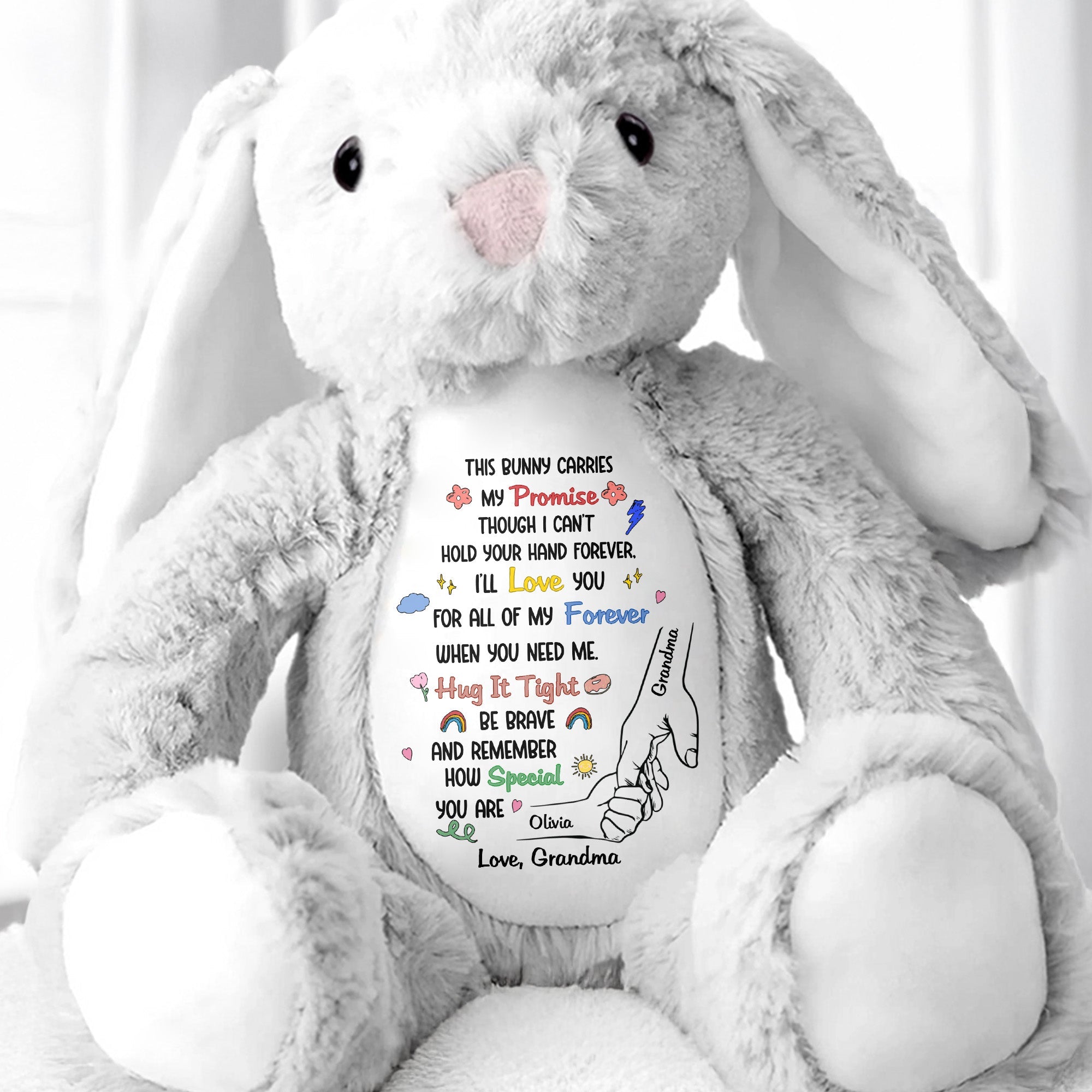 This Bunny Carries My Promise With Paws And Hearts - Personalized Stuffed Bunny - GRK097_BUN