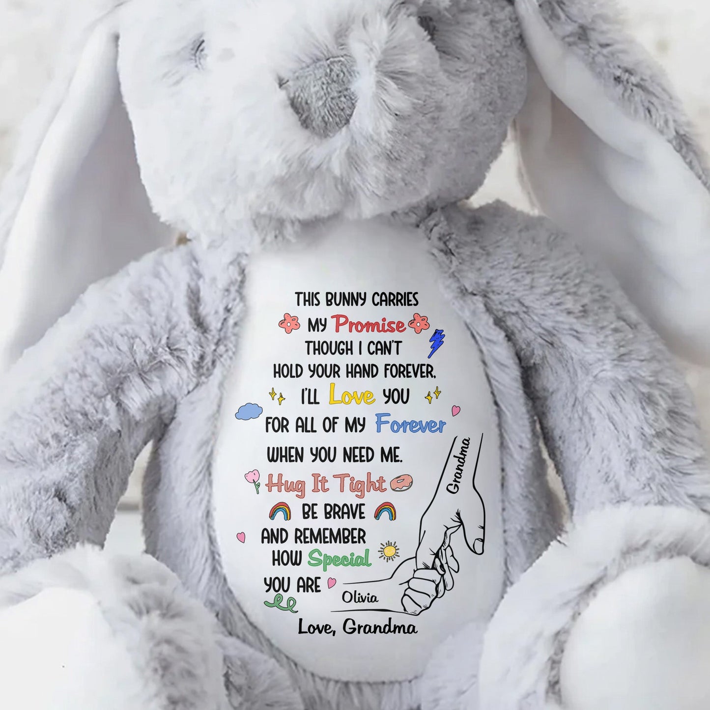 This Bunny Carries My Promise With Paws And Hearts - Personalized Stuffed Bunny - GRK097_BUN