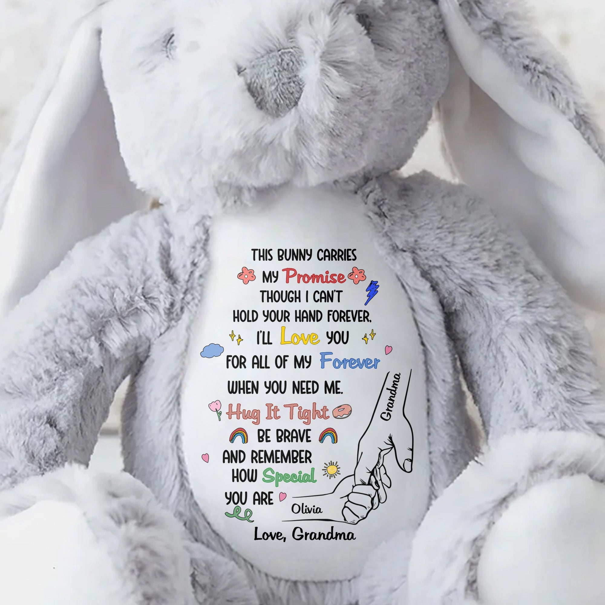 This Bunny Carries My Promise With Paws And Hearts - Personalized Stuffed Bunny - GRK097_BUN