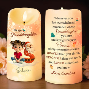 Remember Whose Granddaughter You Are, Santa Claus And Crown - Personalized Custom LED Candle - GRK098_LECA