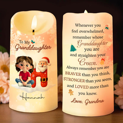 Remember Whose Granddaughter You Are, Santa Claus And Crown - Personalized Custom LED Candle - GRK098_LECA
