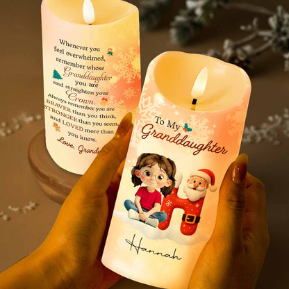 Remember Whose Granddaughter You Are, Santa Claus And Crown - Personalized Custom LED Candle - GRK098_LECA