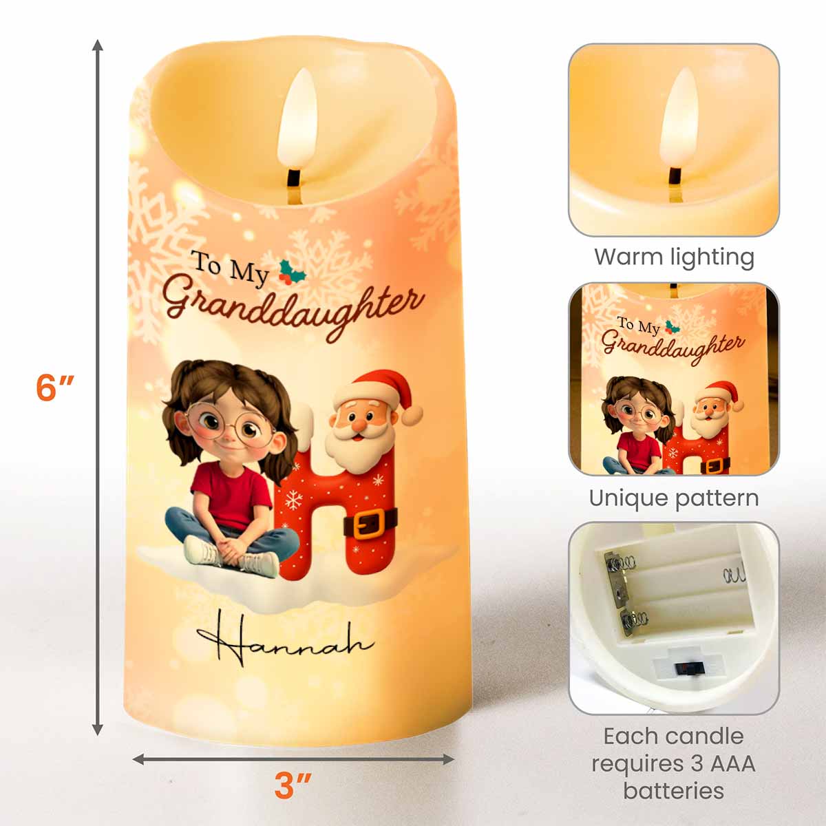 Remember Whose Granddaughter You Are, Santa Claus And Crown - Personalized Custom LED Candle - GRK098_LECA