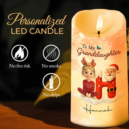 Remember Whose Granddaughter You Are, Santa Claus And Reindeer - Personalized Custom LED Candle - GRK099_LECA