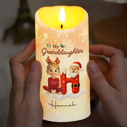 Remember Whose Granddaughter You Are, Santa Claus And Reindeer - Personalized Custom LED Candle - GRK099_LECA