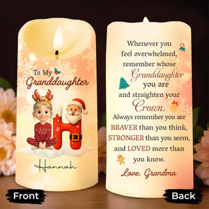 Remember Whose Granddaughter You Are, Santa Claus And Reindeer - Personalized Custom LED Candle - GRK099_LECA