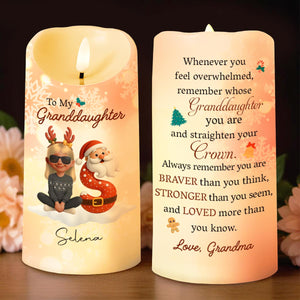 Remember Whose Granddaughter You Are, Santa Claus And Reindeer - Personalized Custom LED Candle - GRK099_LECA