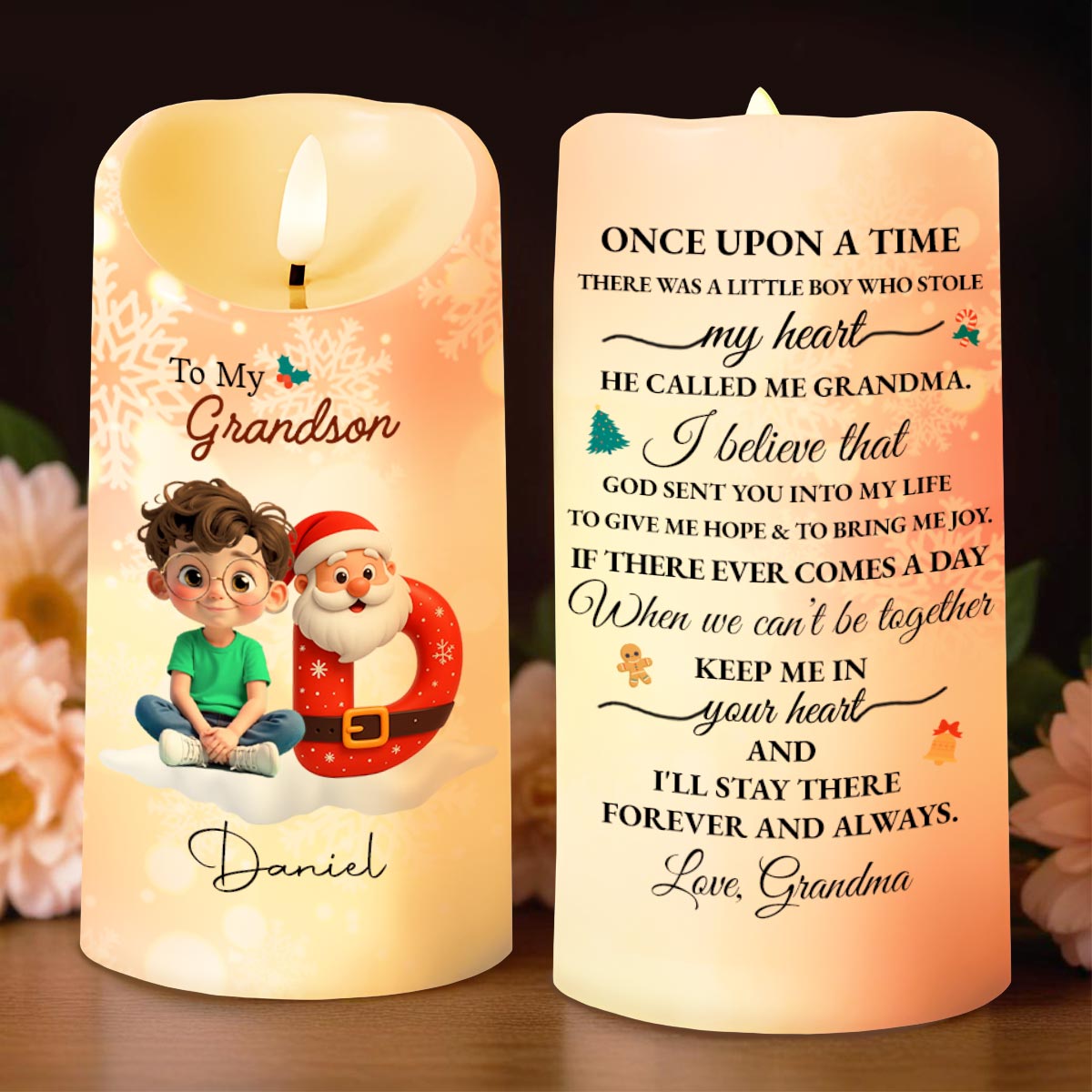 Once Upon A Time, Love From Grandma - Personalized Custom LED Candle - GRK100_LECA