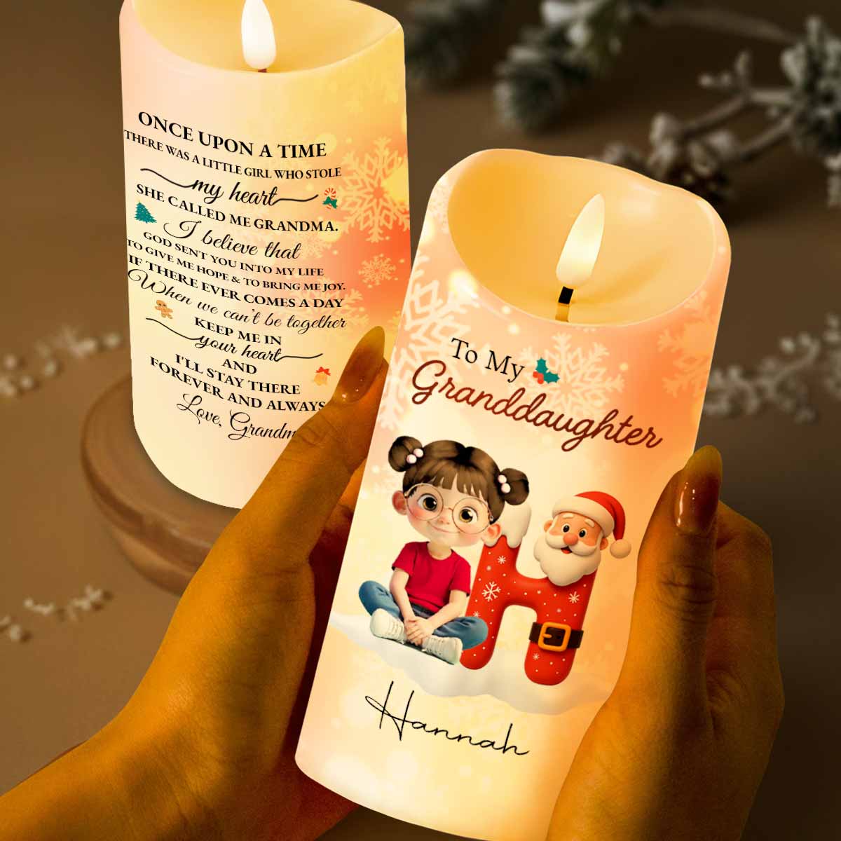 Once Upon A Time, Love From Grandma - Personalized Custom LED Candle - GRK100_LECA