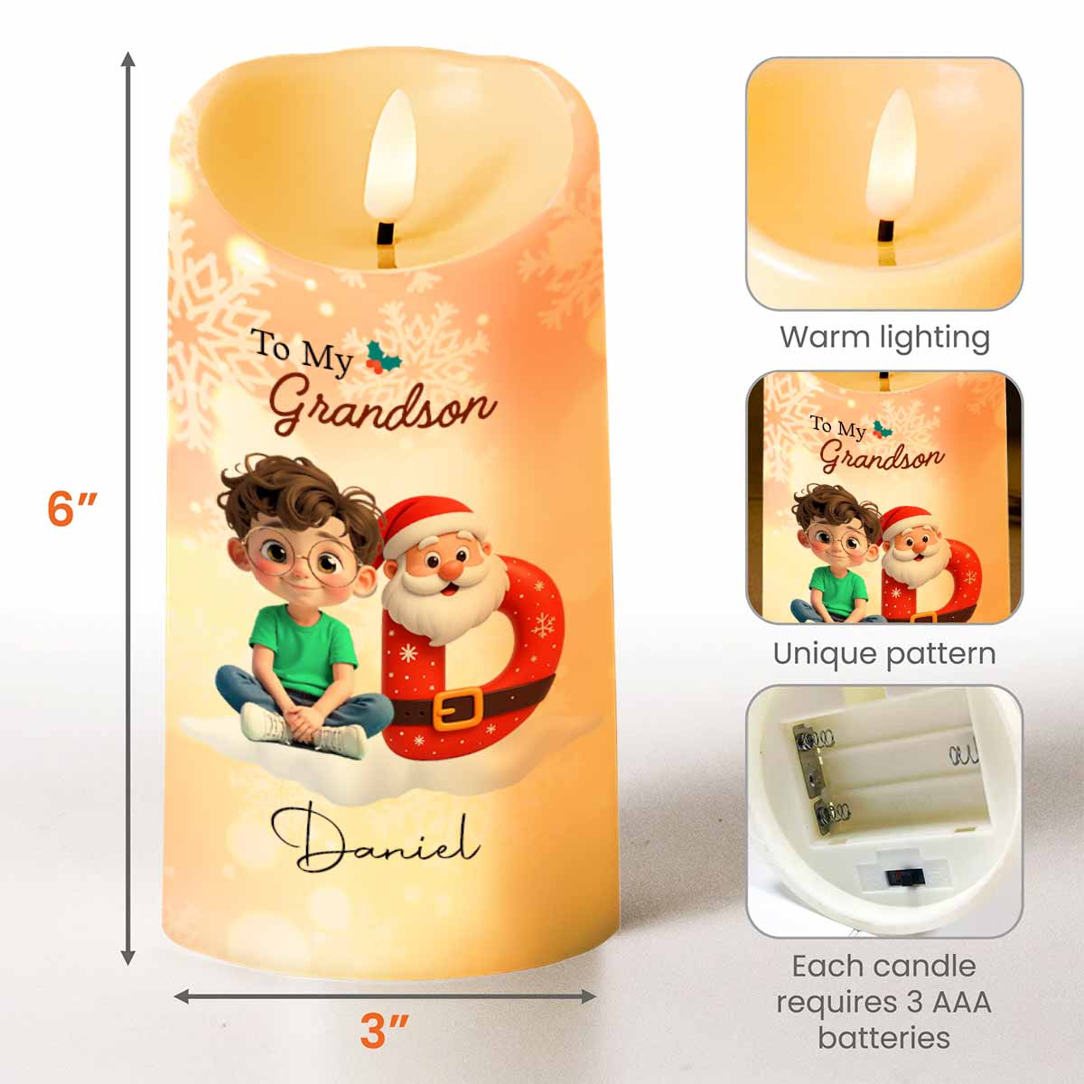Once Upon A Time, Love From Grandma - Personalized Custom LED Candle - GRK100_LECA