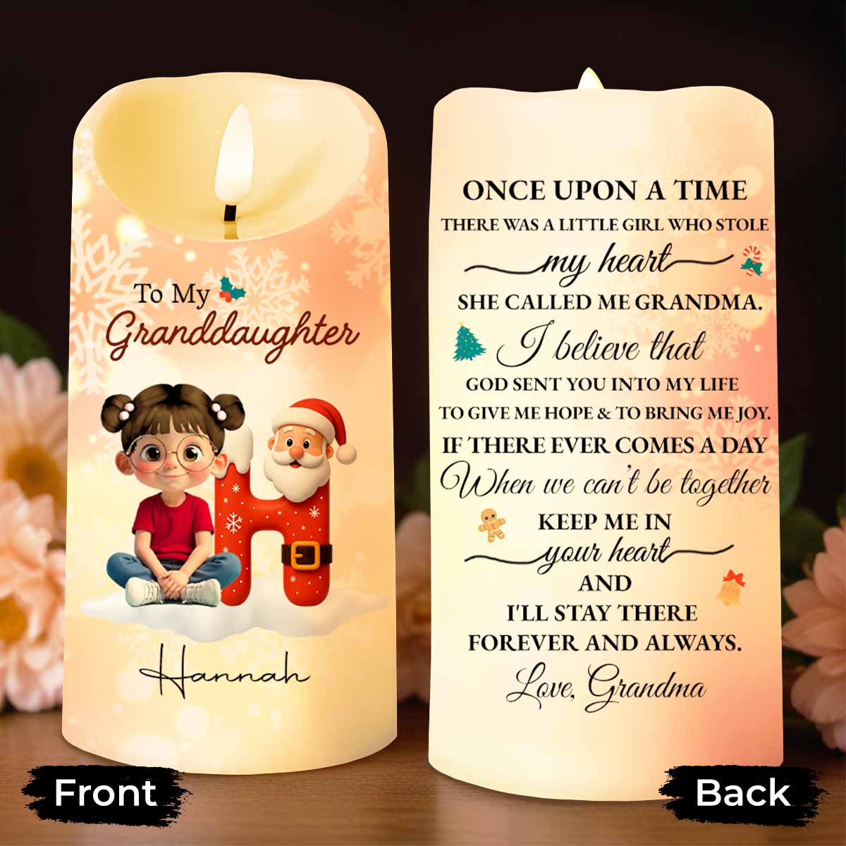 Once Upon A Time, Love From Grandma - Personalized Custom LED Candle - GRK100_LECA