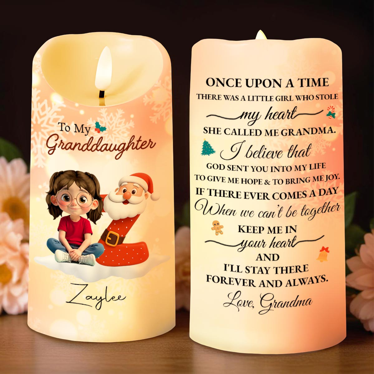 Once Upon A Time, Love From Grandma - Personalized Custom LED Candle - GRK100_LECA