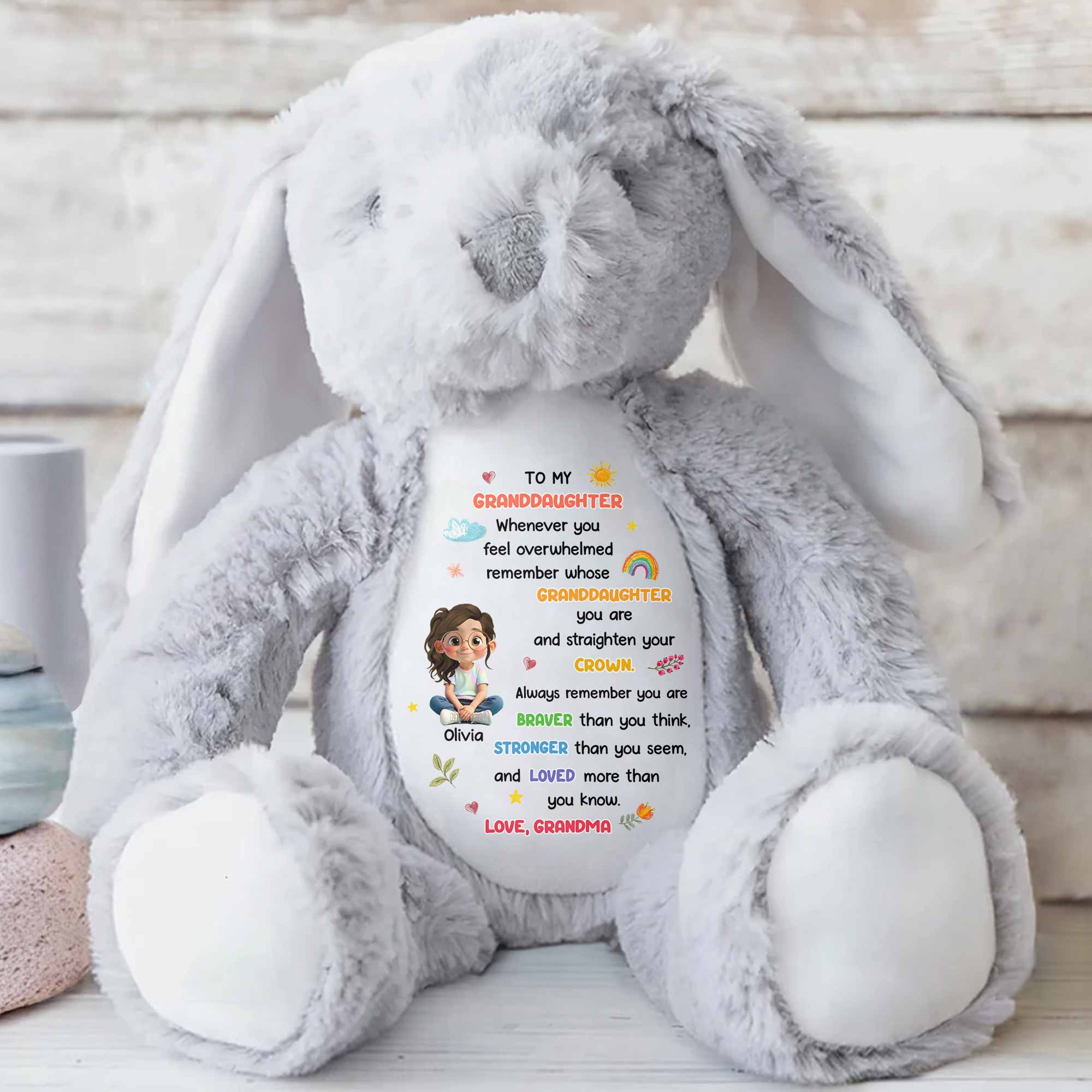 To My Granddaughter, Always Remember You Are Braver - Personalized Stuffed Bunny - GRK107_BUN