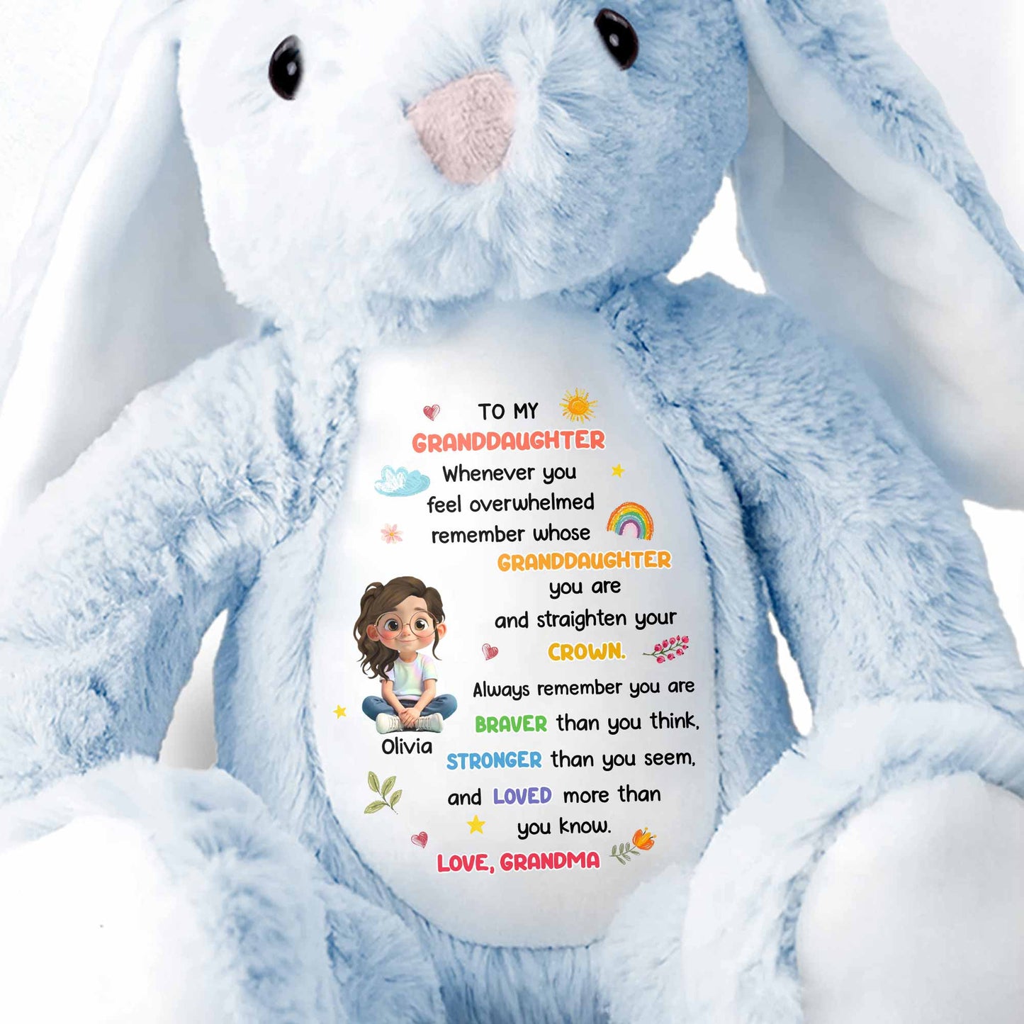 To My Granddaughter, Always Remember You Are Braver - Personalized Stuffed Bunny - GRK107_BUN