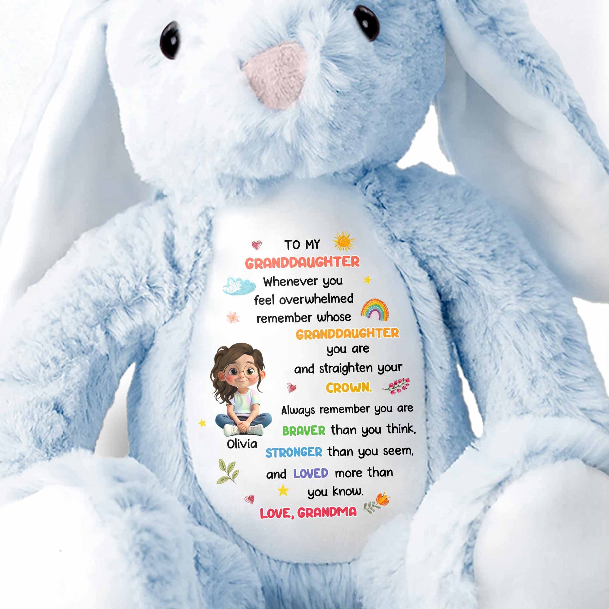 To My Granddaughter, Always Remember You Are Braver - Personalized Stuffed Bunny - GRK107_BUN