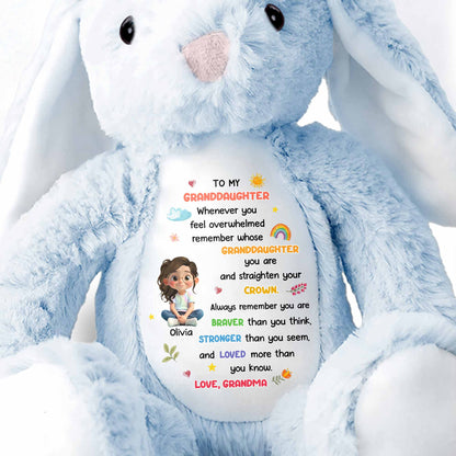 To My Granddaughter, Always Remember You Are Braver - Personalized Stuffed Bunny - GRK107_BUN