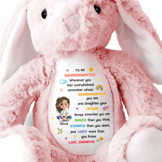 To My Granddaughter, Always Remember You Are Braver - Personalized Stuffed Bunny - GRK107_BUN