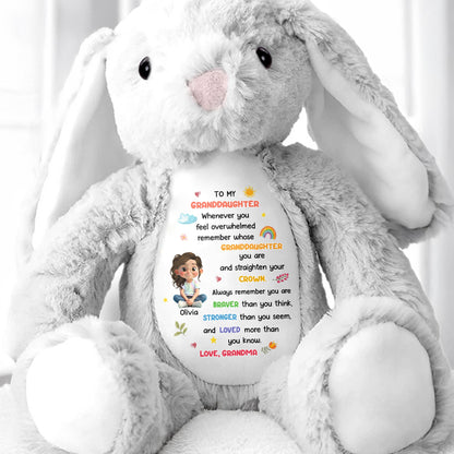 To My Granddaughter, Always Remember You Are Braver - Personalized Stuffed Bunny - GRK107_BUN