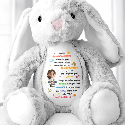 To My Granddaughter, Always Remember You Are Braver - Personalized Stuffed Bunny - GRK107_BUN