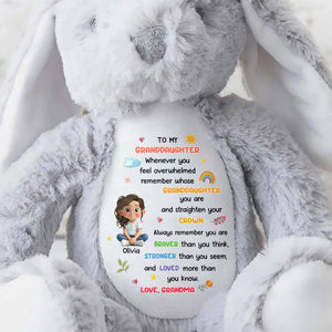To My Granddaughter, Always Remember You Are Braver - Personalized Stuffed Bunny - GRK107_BUN