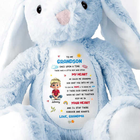 To My Granddaughter, Little Girl Who Stole My Heart - Personalized Stuffed Bunny - GRK108_BUN