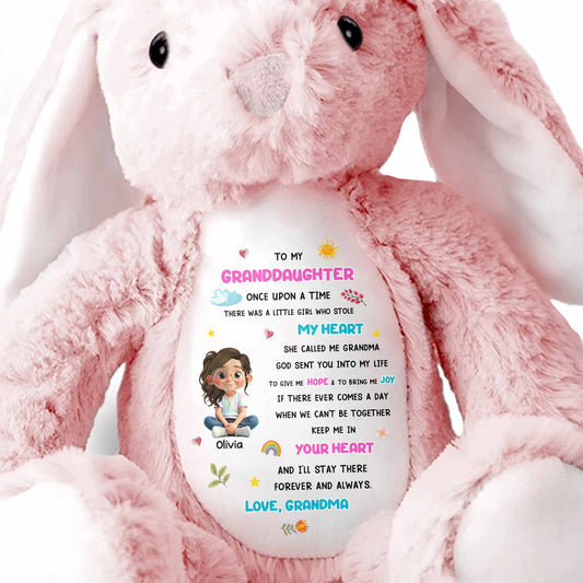To My Granddaughter, Little Girl Who Stole My Heart - Personalized Stuffed Bunny - GRK108_BUN