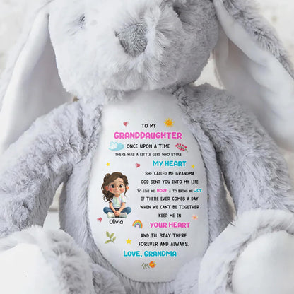 To My Granddaughter, Little Girl Who Stole My Heart - Personalized Stuffed Bunny - GRK108_BUN