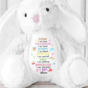 Today I Am Kind, Loved And Cherished Personalized - Personalized Stuffed Bunny - GRK109_BUN