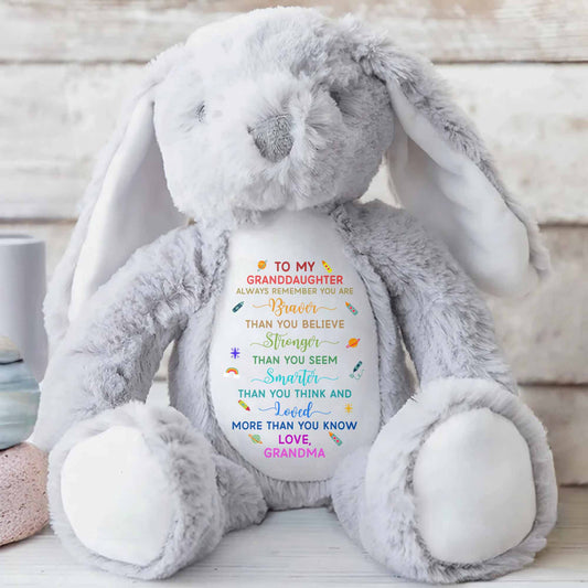 Always Remember You Are Braver, Stars And Hearts Design - Personalized Stuffed Bunny - GRK110_BUN