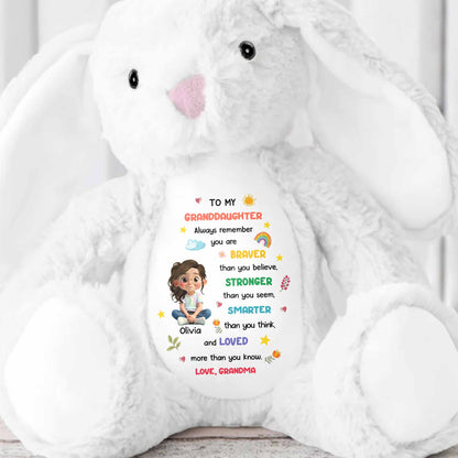 To My Granddaughter, Braver, Stronger, Smarter - Personalized Stuffed Bunny - GRK111_BUN