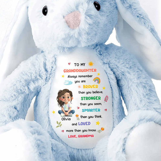 To My Granddaughter, Braver, Stronger, Smarter - Personalized Stuffed Bunny - GRK111_BUN