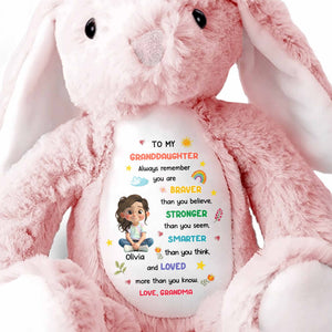 To My Granddaughter, Braver, Stronger, Smarter - Personalized Stuffed Bunny - GRK111_BUN