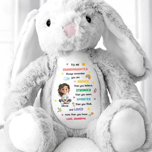 To My Granddaughter, Braver, Stronger, Smarter - Personalized Stuffed Bunny - GRK111_BUN