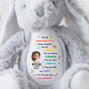 To My Granddaughter, Braver, Stronger, Smarter - Personalized Stuffed Bunny - GRK111_BUN