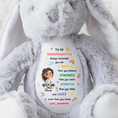 To My Granddaughter, Braver, Stronger, Smarter - Personalized Stuffed Bunny - GRK111_BUN
