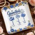 My Grandkids Make My Life More Grand Flowers - Personalized Custom Jewelry Dish, Ceramic Dish, Square Shape - GRK113_SCRF