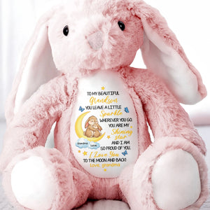 To My Beautiful Grandson Sparkle Wherever You Go Bunnies Moon And Stars - Personalized Stuffed Bunny - GRK114_BUN