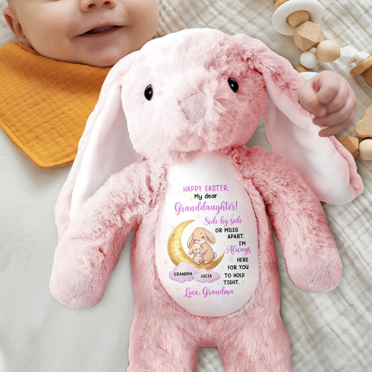 Happy Easter My Dear Granddaughter Side By Side Bunny Moon And Stars - Personalized Stuffed Bunny - GRK115_BUN
