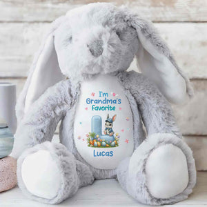 I'm Grandma's Favorite Personalized Letter And Bunny Flower - Personalized Stuffed Bunny - GRK126_BUN