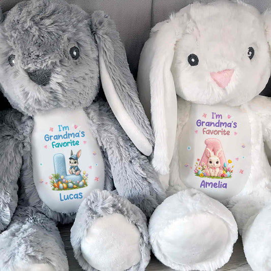 I'm Grandma's Favorite Personalized Letter And Bunny Flower - Personalized Stuffed Bunny - GRK126_BUN
