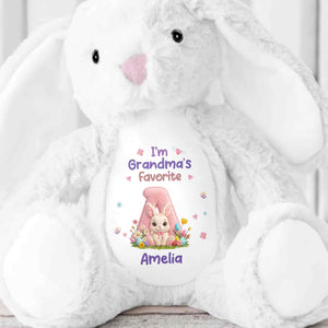 I'm Grandma's Favorite Personalized Letter And Bunny Flower - Personalized Stuffed Bunny - GRK126_BUN