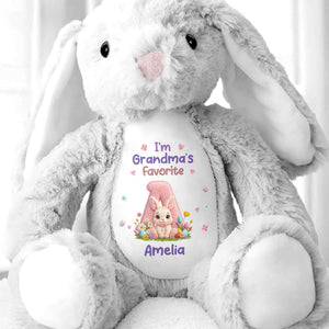 I'm Grandma's Favorite Personalized Letter And Bunny Flower - Personalized Stuffed Bunny - GRK126_BUN