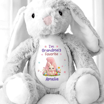 I'm Grandma's Favorite Personalized Letter And Bunny Flower - Personalized Stuffed Bunny - GRK126_BUN