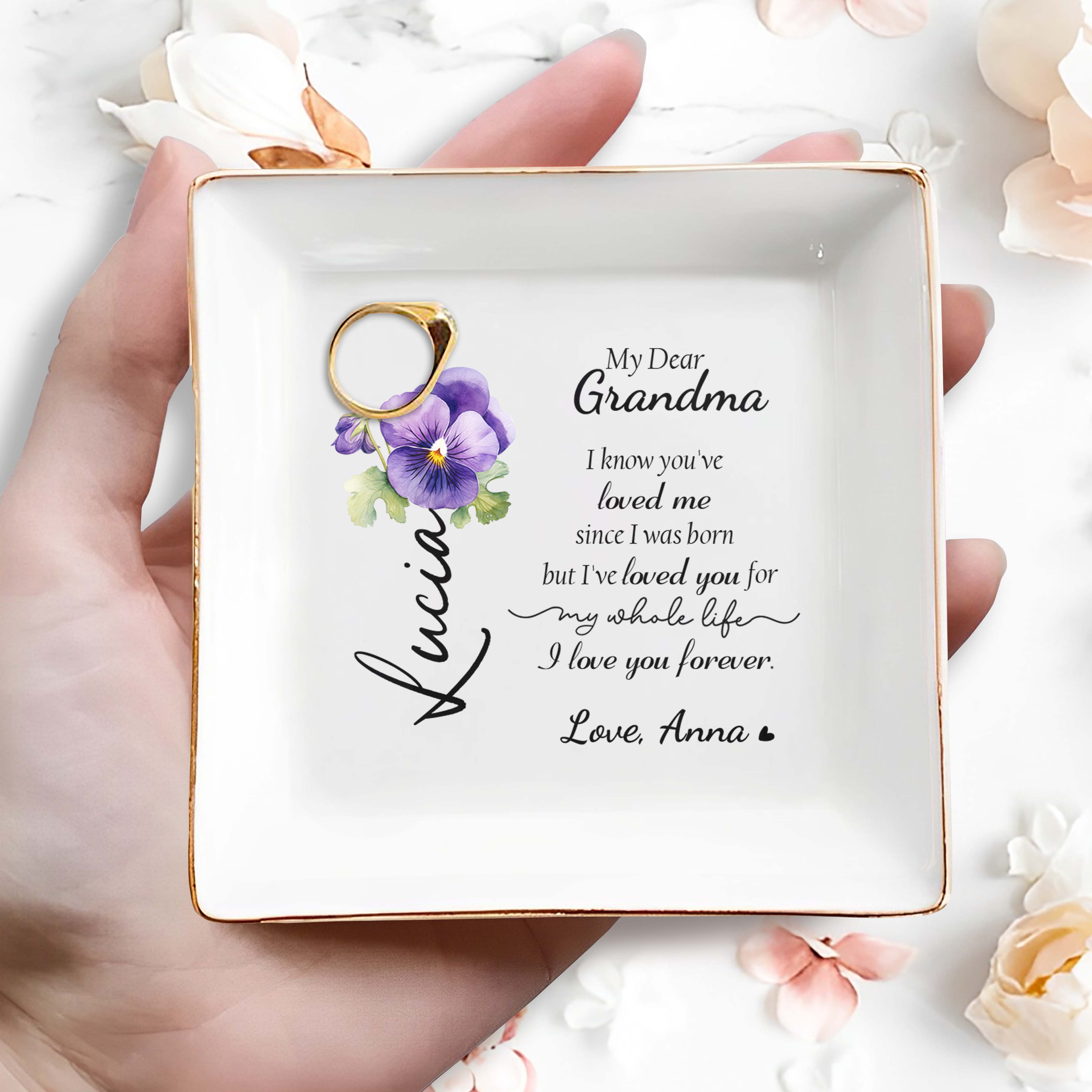 I Love You Forever Grandma - Personalized Custom Jewelry Dish - GRM004_SCRD