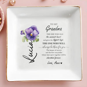 To My Grandma The Warmest Heart And Biggest Hugs - Personalized Custom Jewelry Dish - GRM007_SCRD