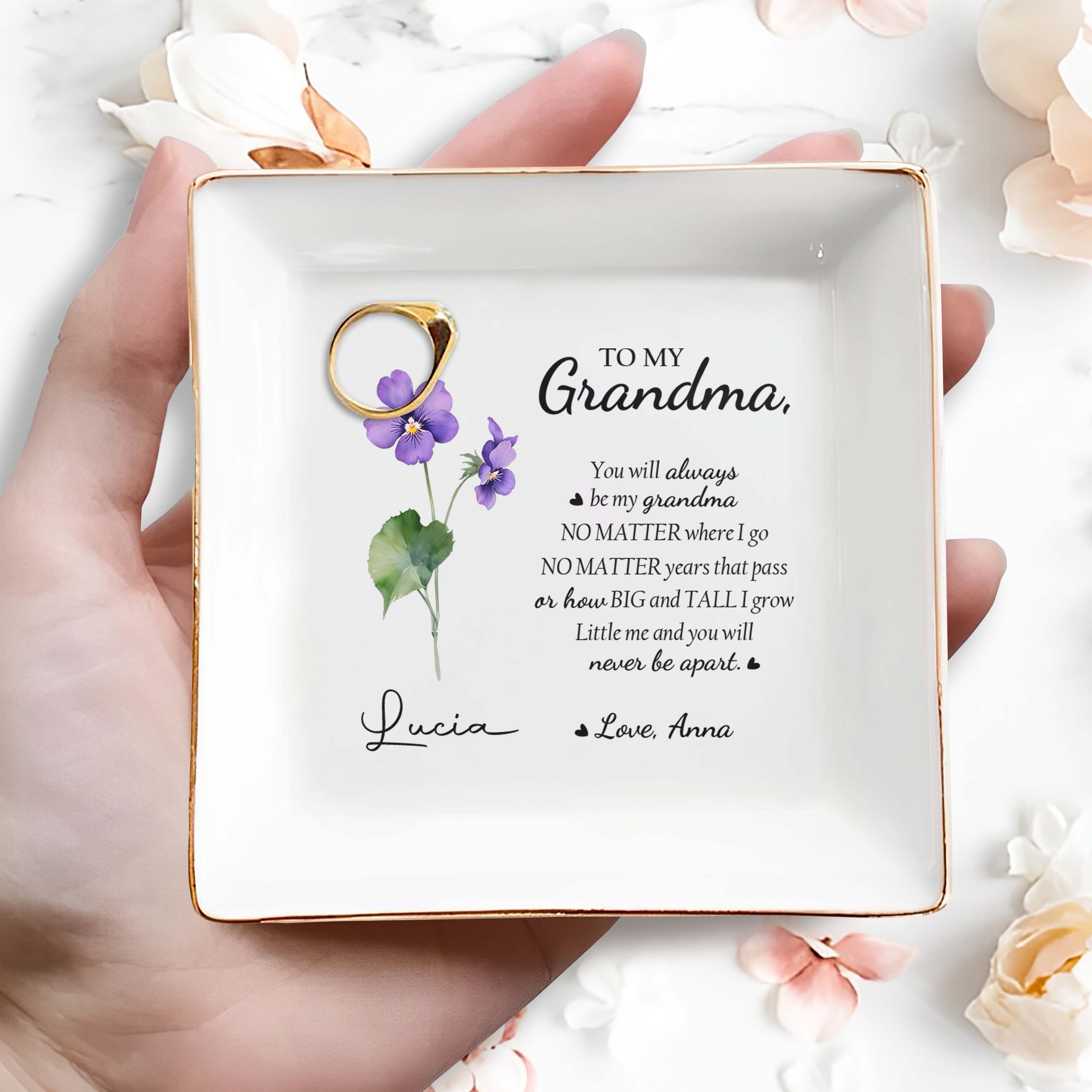 You Will Always Be My Grandma No Matter Where I Go - Personalized Custom Jewelry Dish - GRM010_SCRD